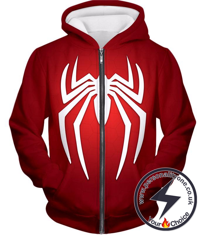 Super Spiderman Logo Red Awesome Zip Up Hoodie